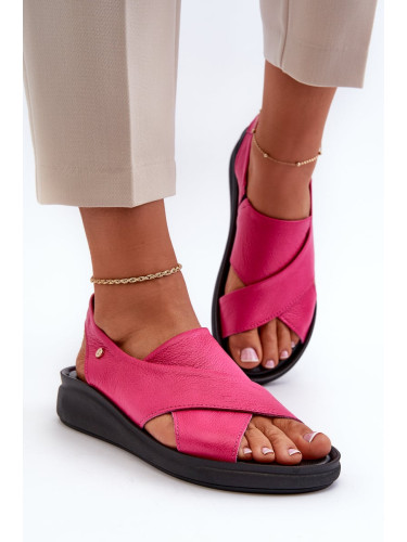 Zazoo Women's fuchsia leather sandals