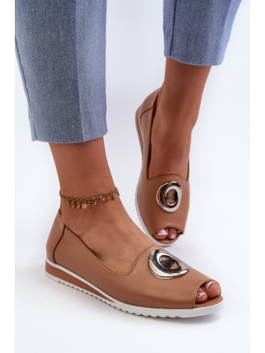 Boto Дамски корт обувки с декорация от еко кожа Тъмно бежово Biolita