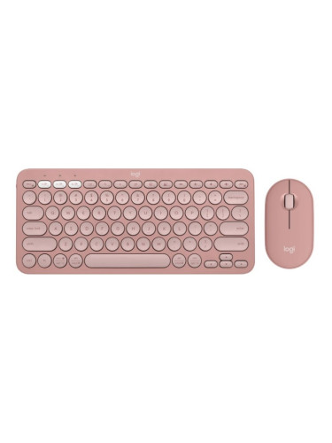  Комплект клавиатура и мишка Logitech - Pebble 2, безжичен, Tonal Rose