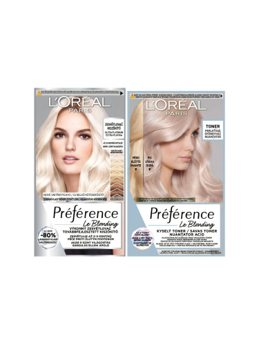 Пакет с отстъпка Боя за коса L'Oréal Paris Préférence Le Blonding + Боя за коса L'Oréal Paris Préférence Le Blonding Toner