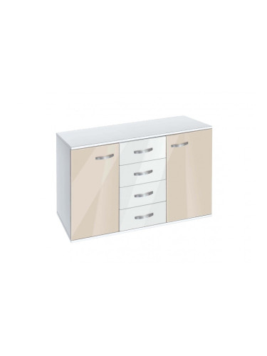 Скрин с четири чекмеджета и две врати Мебели Богдан модел BM-AVA1200, крем гланц с бяло