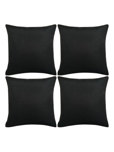 Sonata Калъфки за възглавници, 4 бр, ленен вид, черни, 50x50 см