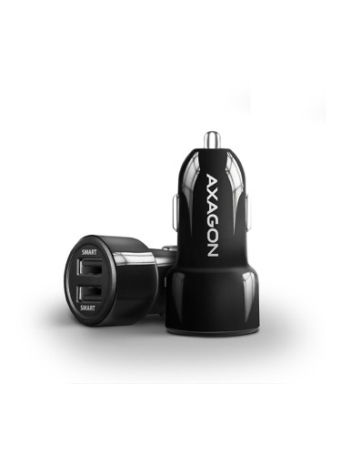 Зарядно устройство за кола AXAGON PWC-5V5, от автомобилна запалка към 2x USB-A(ж), 5V, 2.4A, черно, 24W