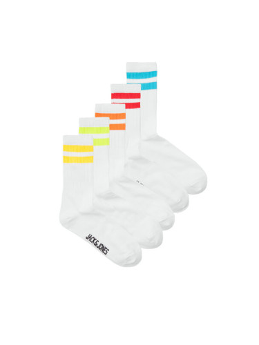 Jack&Jones Комплект 5 чифта дълги чорапи мъжки 12251427 Бял
