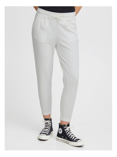 ICHI Текстилни панталони 20104757 Бял Slim Fit