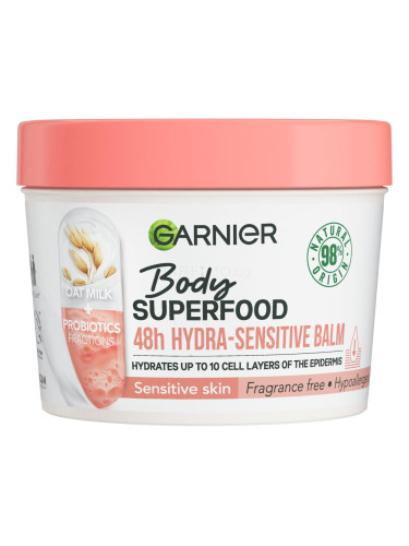 Garnier Body Superfood 48h Hydra-Sensitive Balm Oat Milk + Prebiotics Балсам за тяло за жени 380 ml