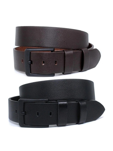 R9136 Dewberry Pack of 2 Black-Brown Leather Mens Belt-BLACK-BROWN