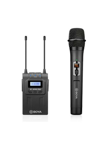 Безжична микрофонна система BOYA BY-WM8 Pro-K3, 1x микрофон и 1x предавател, UHF трансмитер с 48 канала, черна