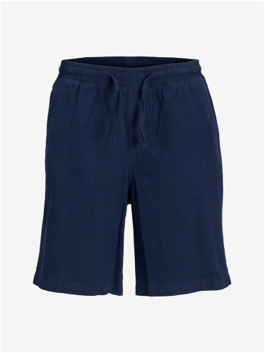 Dark blue men's shorts with linen blended Jack & Jones Karl
