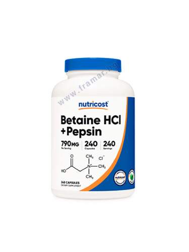 НУТРИКОСТ БЕТАИН ХИДРОХЛОРИД + ПЕПСИН капсули * 240