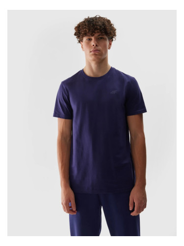 Men's Plain T-Shirt Regular 4F - Navy Blue