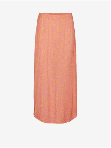 Women's Pink and Orange Floral Maxi Skirt Vero Moda Menny