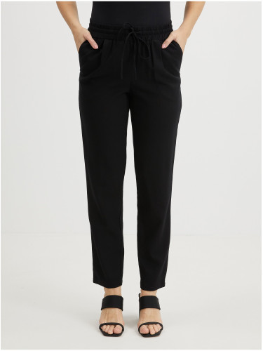 Women's black trousers with linen blend VERO MODA Jesmilo - Women