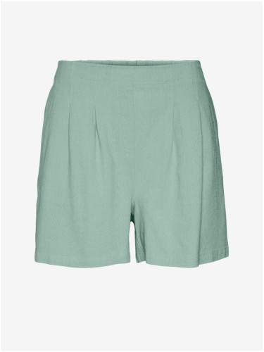 Light green women's shorts with linen Vero Moda Jesmilo