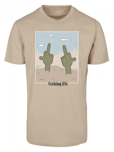 Мъжка тениска Mister Tee Fucking Life в пясъчен цвят