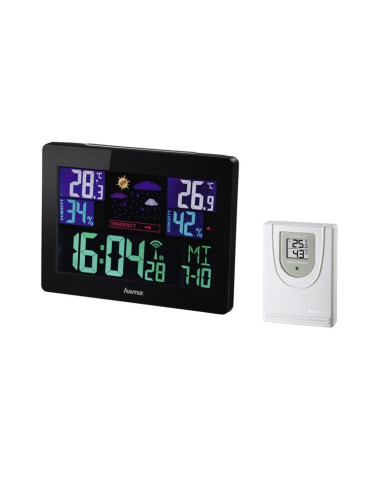 Електронна метеостанция Hama EWS-1400, термометър, аларма, хигрометър, черна