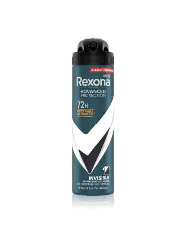 Rexona Men Advanced Protection антиперспирант срещу бели и жълти петна 72 ч. за мъже Invisible 150 мл.