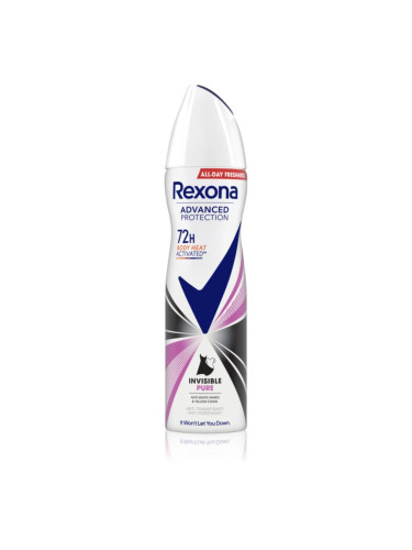 Rexona Advanced Protection Invisible Pure дезодорант в спрей срещу бели и жълти петна 150 мл.