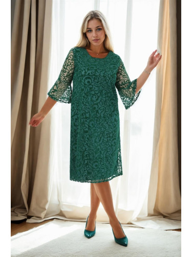 E2654 Dewberry Spanish Sleeve Plus Size Evening Dress-GREEN