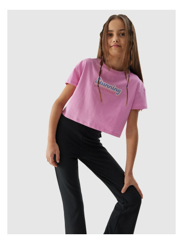 4F Organic Cotton Women's Crop Top T-Shirt - Pink