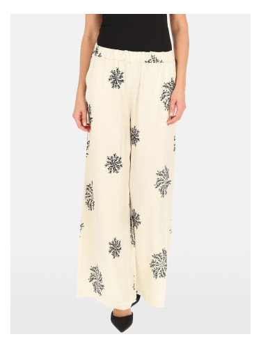 PERSO Woman's Wide women's trousers decorated with sequin embroidery