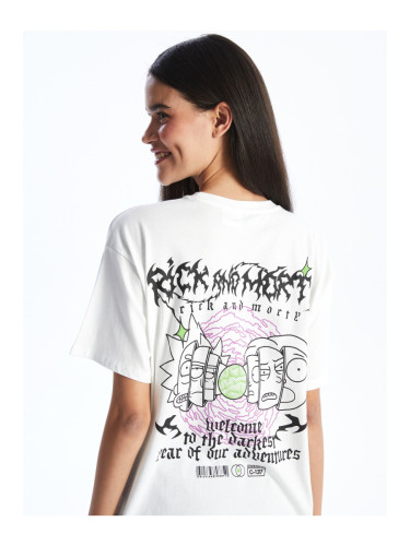 LC Waikiki Women's Crew Neck Rick and Morty Printed Short Sleeve T-Shirt