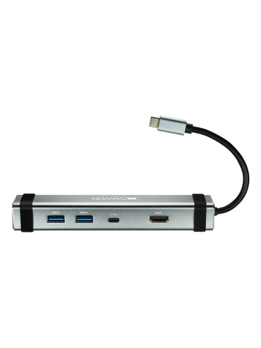 Докинг станция Canyon CNS-TDS03DG, от USB C към 1x USB C, 2x USB A, 1x HDMI, сива