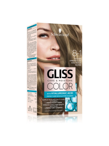Schwarzkopf Gliss Color перманентната боя за коса цвят 8-1 Cool Medium Blonde 1 бр.