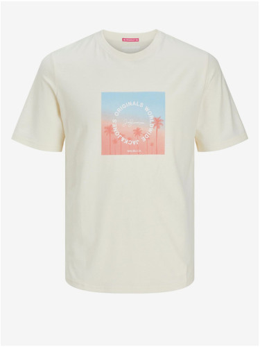 Beige men's T-shirt Jack & Jones Aruba