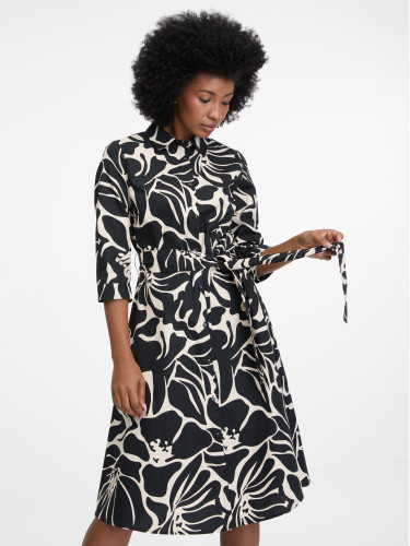 Black women's patterned shirt dress ORSAY