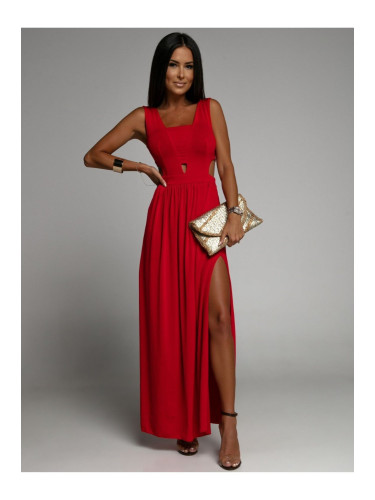 Red maxi dress with cut-outs