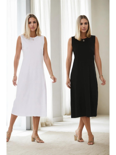 E2145 Dewberry Set of Two Women Dresses-BLACK-WHITE