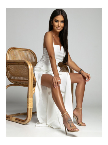 Elegant white jumpsuit with straps and slits