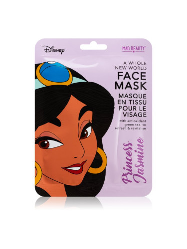Mad Beauty Disney Princess Jasmine ревитализираща платнена маска с екстракт от зелен чай 25 мл.