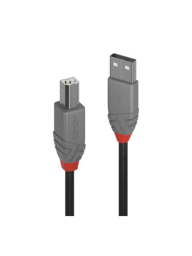 Кабел Lindy 36672, USB Type A(м) към USB Type B(м), 1m, черен