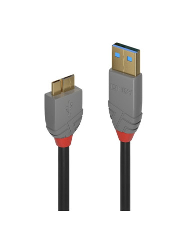 Кабел Lindy Anthra Line, от USB Type-A 3.0 (м) към USB Micro-B 3.0 (м), 0.5 м, черен