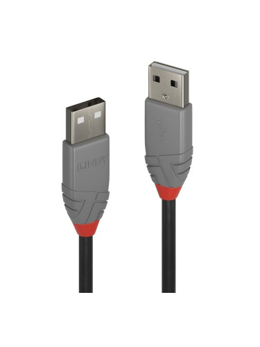Кабел Lindy LNY-36692, от USB A(м) към USB A(м), 1m, сив