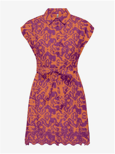 Orange-purple women's shirt patterned dress ONLY Lou