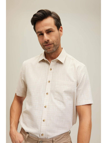 DEFACTO Elder Regular Fit Shirt Collar Textured Short Sleeve Shirt