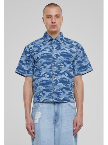 Men's shirt with print - camouflage/blue