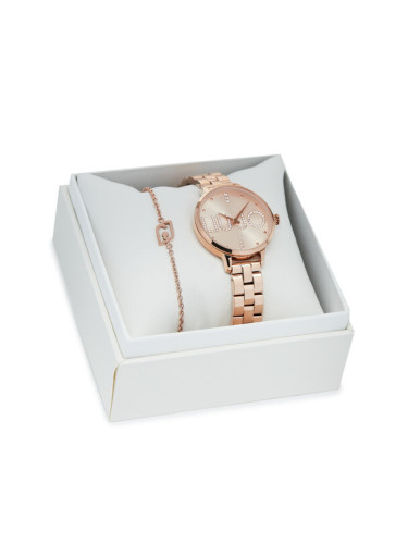 Liu Jo Комплект часовник и гривна Couple Plus TLJ2041 Позлатено с розово злато