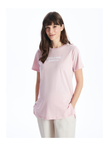 LC Waikiki Crew Neck Printed Short Sleeve Maternity T-Shirt
