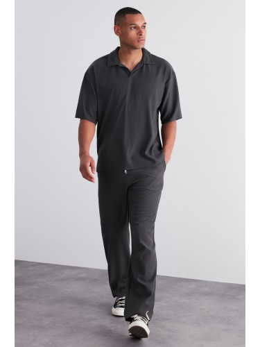 Trendyol Limited Edition Smoked Oversize Anti-Wrinkle Ottoman Seamless Polo Neck T-Shirt