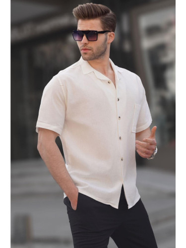 Madmext White Basic Short Sleeve Men's Shirt 5598