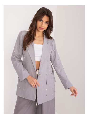 Grey women's blazer with appliqués
