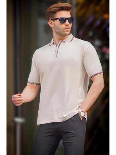 Madmext Stone Colored Polo Collar Men's T-Shirt 6877
