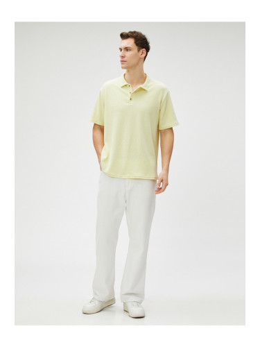 Koton Polo T-Shirt with Short Sleeves, Textured Buttons