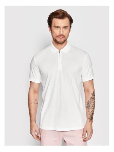 Selected Homme Тениска с яка и копчета Fave 16079026 Бял Regular Fit