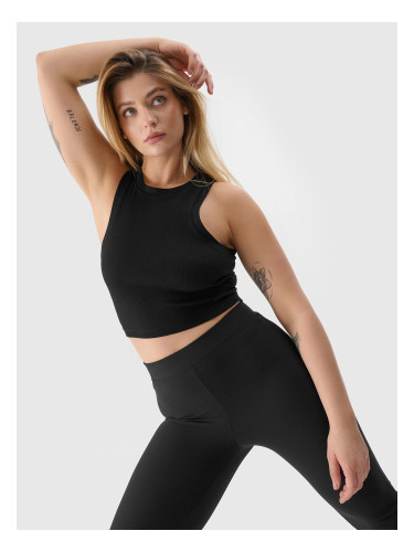 Women's slim 4F crop top - black