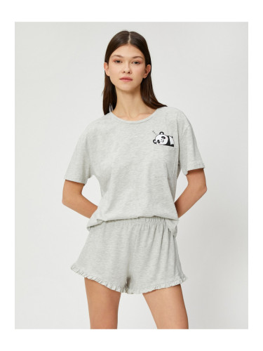 Koton Pajamas Set with Shorts and Short Sleeves with Print